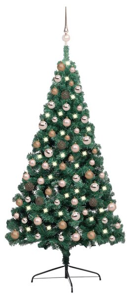 VidaXL Umjetna osvijetljena polovica božićnog drvca zelena 150 cm