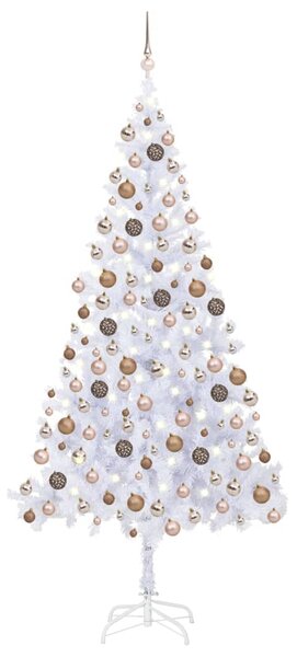 VidaXL Umjetno osvijetljeno božićno drvce s kuglicama 210 cm 910 grana