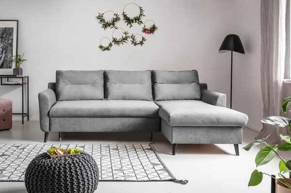 Svijetlosiva baršunasta kutna garnitura Miuform Stylish Tent, desni kut