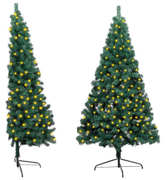 VidaXL Umjetna osvijetljena polovica božićnog drvca zelena 150 cm PVC