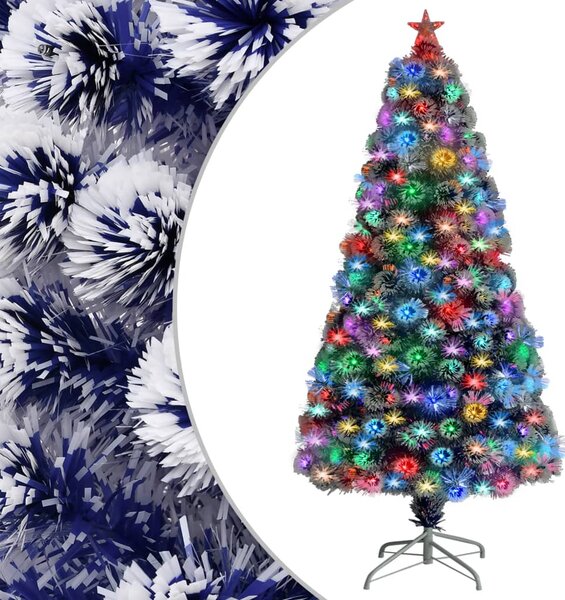 VidaXL Umjetno božićno drvce bijelo-plavo 120 cm optička vlakna