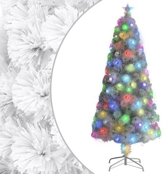 VidaXL Umjetno osvijetljeno božićno drvce bijelo 150 cm optička vlakna