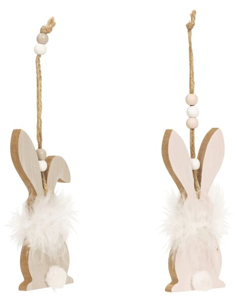 Viseći drveni zeko FLUFFY BUNNY 12 cm - više varijanti