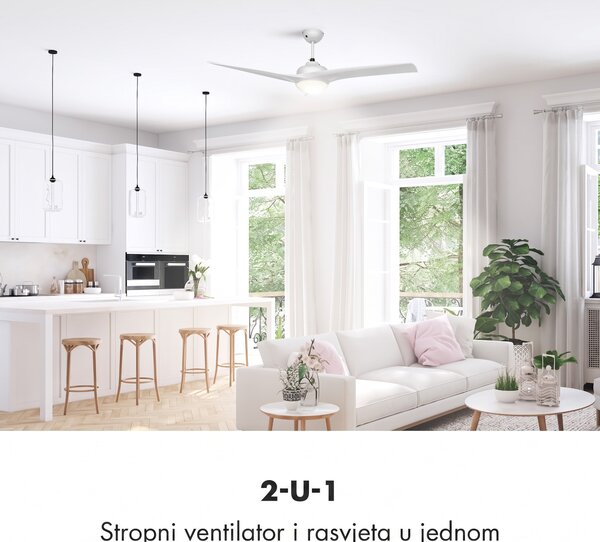 Klarstein FIGO, BIJELA, STROPNI VENTILATOR, 52", 55 W, STROPNA LAMPA, 2 x 42 W, DALJINSKI UPRAVLJAČ