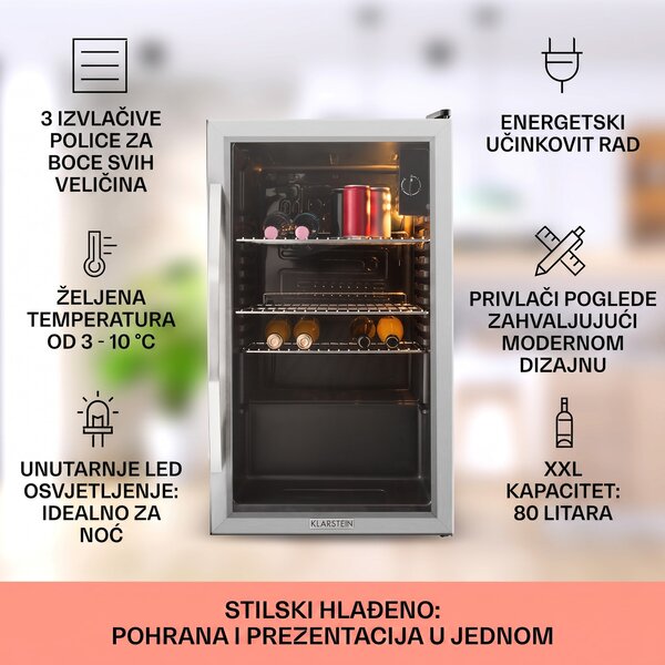 Klarstein Beersafe XXL, hladnjak obujma 80 litara, energet. klasa E