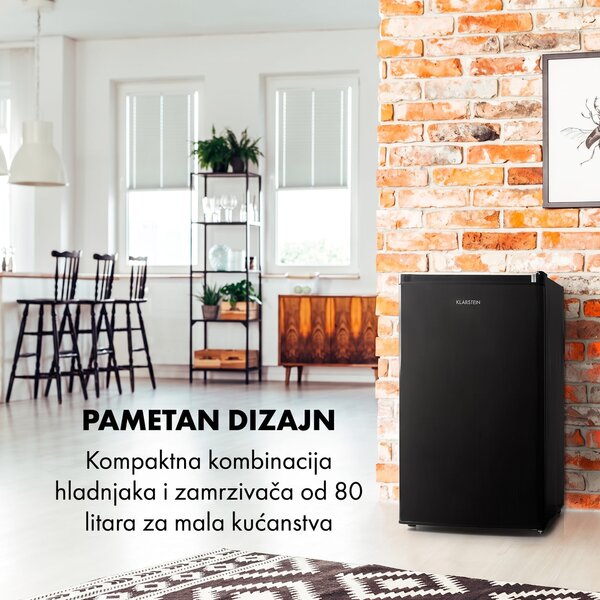 Klarstein Cool Cousin, hladnjak sa zamrzivačem, 70/11 litara, 40 dB, E, crni