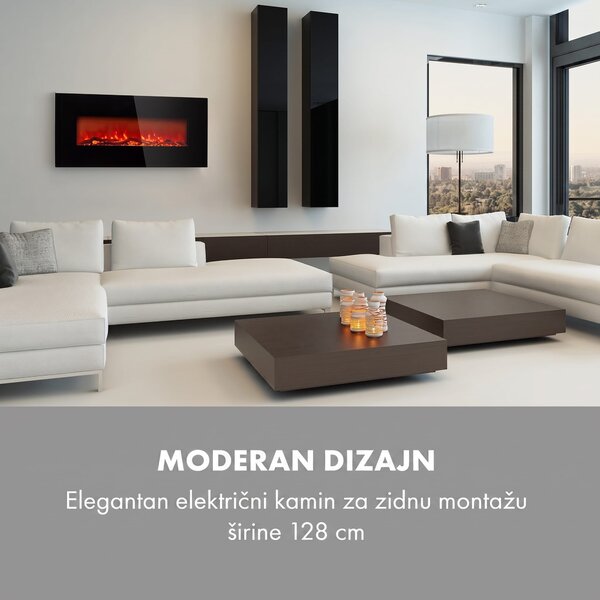 Klarstein Lausanne Long, električni kamin, 1600 W, 2 stupnja grijanja, 128 cm
