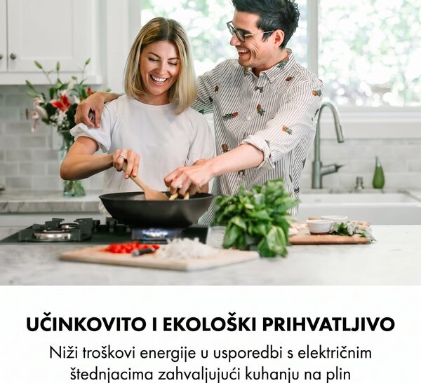 Klarstein Goldflame 4 plinski štednjak 4 plamena mesingani gorionici crna staklokeramika