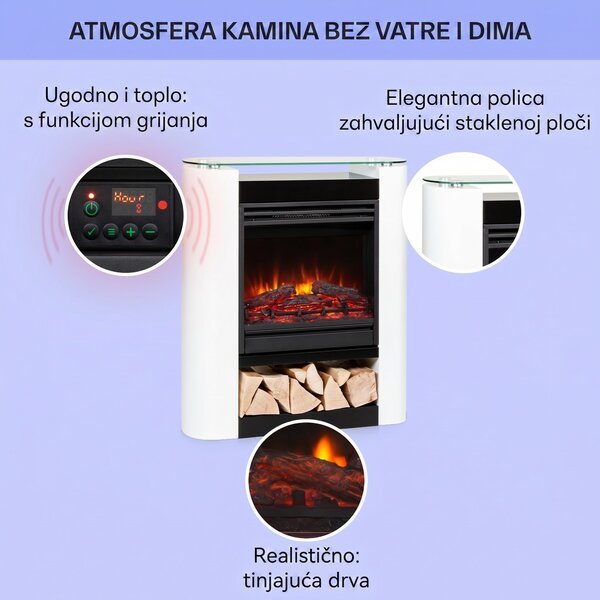 Klarstein Studio 5 Arc električni kamin 1800 W LED plamen ventilator daljinski upravljač
