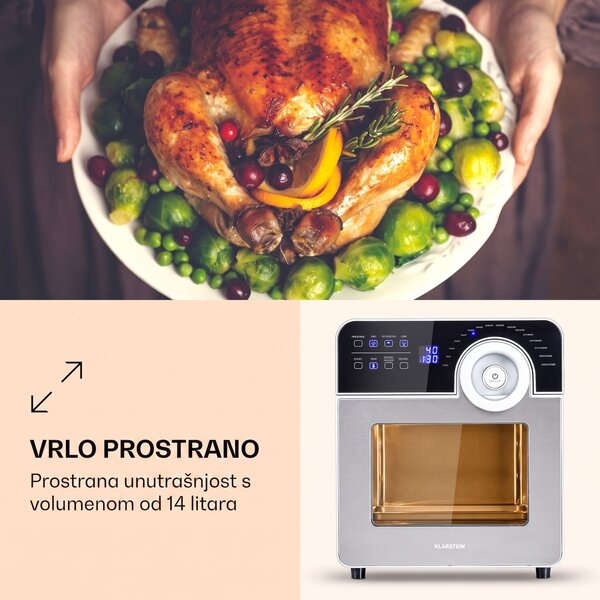 Klarstein AeroVital Cube Chef Friteza na vrući zrak 1700 W 14 litara 16 programa gornje i donje grijanje