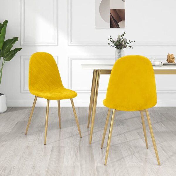 VidaXL Blagovaonske stolice 2 kom boja senfa baršunaste
