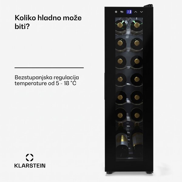 Klarstein Shiraz 14 Slim Uno vinski hladnjak 14 boca 5 - 18 °C Touch-Control