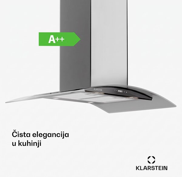 Klarstein Colette, kuhinjska napa, 90 cm, 601 m³/h, energetska klasa A, nehrđajući čelik, srebrna