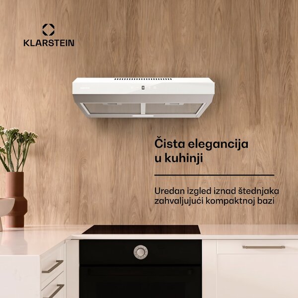Klarstein Contempo Neo, napa, ispod ormarića, recirkulacija, 199 m³/h, SenseControl, integrirana kontrola na dodir, nehrđajući čelik / akrilno staklo