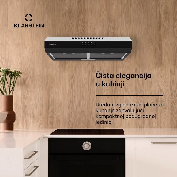 Klarstein Contempo 60 ugradbena napa 60 cm 200 m³/h LED nehrđajući čelik akril