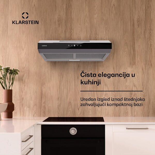 Klarstein Contempo Neo, napa, ispod ormarića, recirkulacija, 199 m³/h, SenseControl, integrirana kontrola na dodir