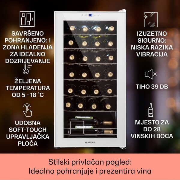Klarstein Shiraz 28 Uno, hladnjak za vino, 74l, 28fl, touch control panel, 5-18°C