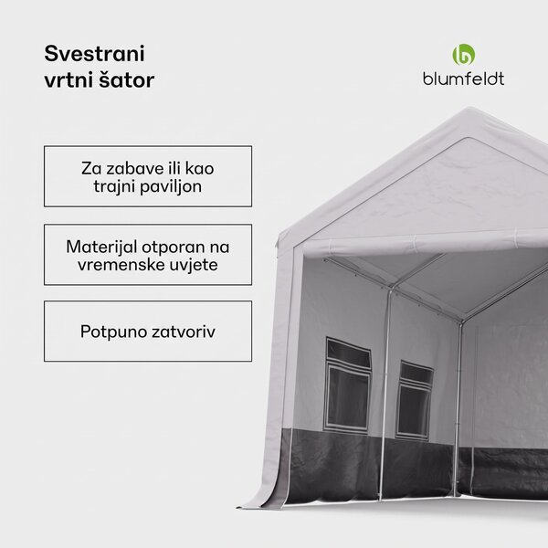 Blumfeldt Party Haven, šator, 400 x 296 x 280 cm, otporan na vremenske uvjete, čelični okvir, jednostavan za sastavljanje, s bočnim stijenkama