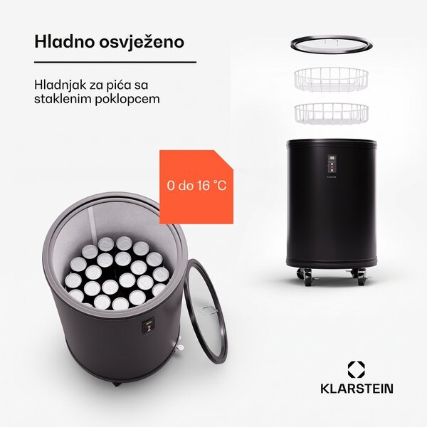 Klarstein gosp. Barbot 30, hladnjak za piće, barski hladnjak, 30 litara, 0-16 °C, mobilni