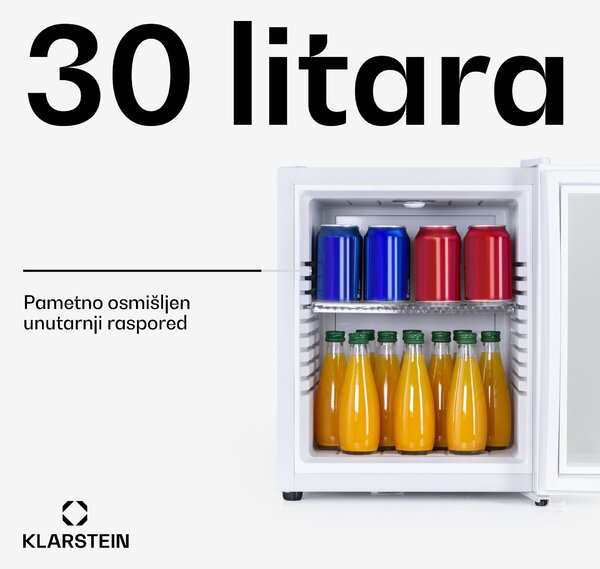 Klarstein Brooklyn 30, mini hladnjak, staklena vrata, LED osvjetljenje, police