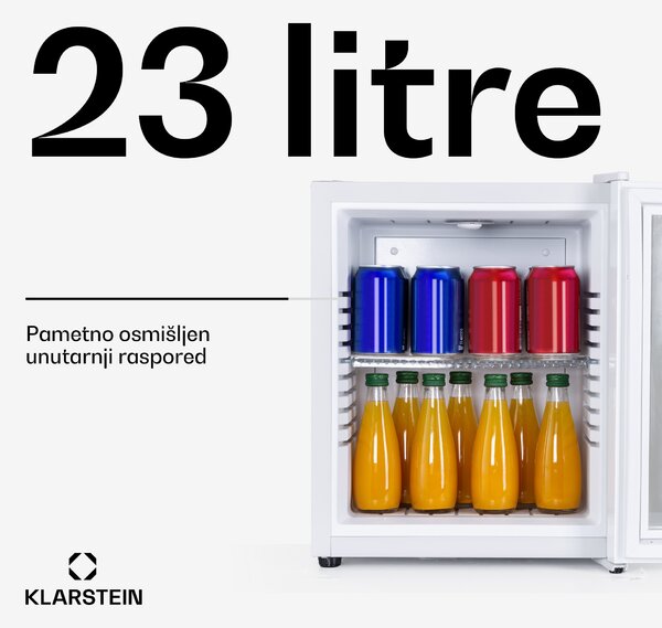 Klarstein Brooklyn 23, mini hladnjak, staklena vrata, LED osvjetljenje, police