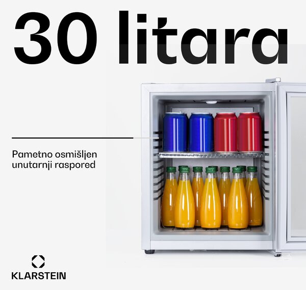 Klarstein Brooklyn 32, mini hladnjak, staklena vrata, LED osvjetljenje, police