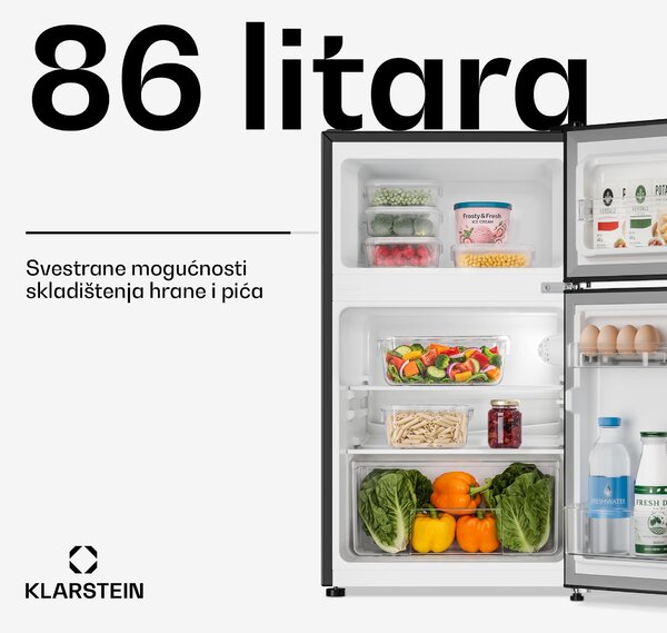 Klarstein Irene, retro hladnjak sa zamrzivačem, 61 l hladnjak, 25 l zamrzivač, crni