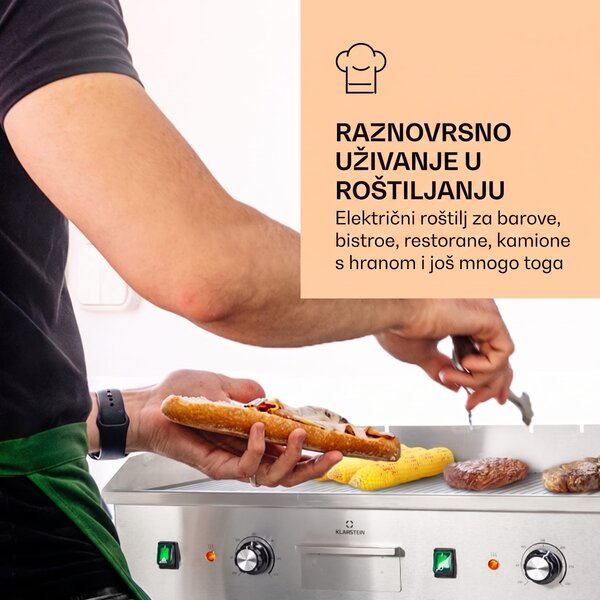 Klarstein Grillmeile 4400, električni roštilj, Plancha, 2x2200W, ploča za roštilj od nehrđajućeg čelika
