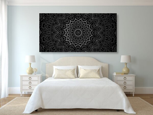 Slika vintage Mandala u indijskom stilu u crno-bijelom dizajnu