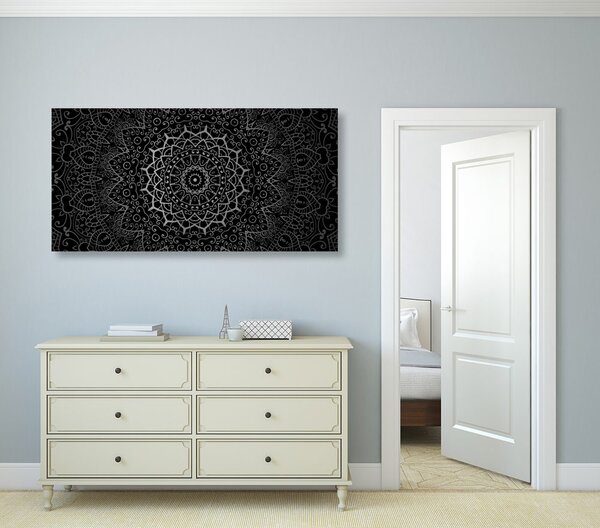 Slika vintage Mandala u indijskom stilu u crno-bijelom dizajnu