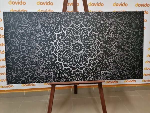 Slika vintage Mandala u indijskom stilu u crno-bijelom dizajnu
