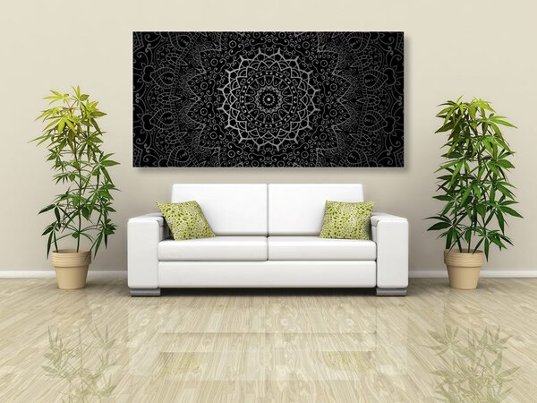 Slika vintage Mandala u indijskom stilu u crno-bijelom dizajnu