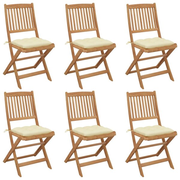 VidaXL Sklopive vrtne stolice s jastucima 6 kom masivno bagremovo drvo