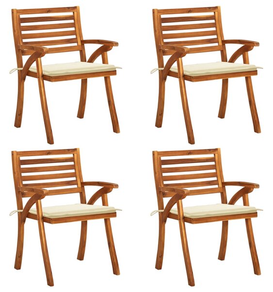 VidaXL Vrtne stolice s jastucima 4 kom od masivnog bagremovog drva