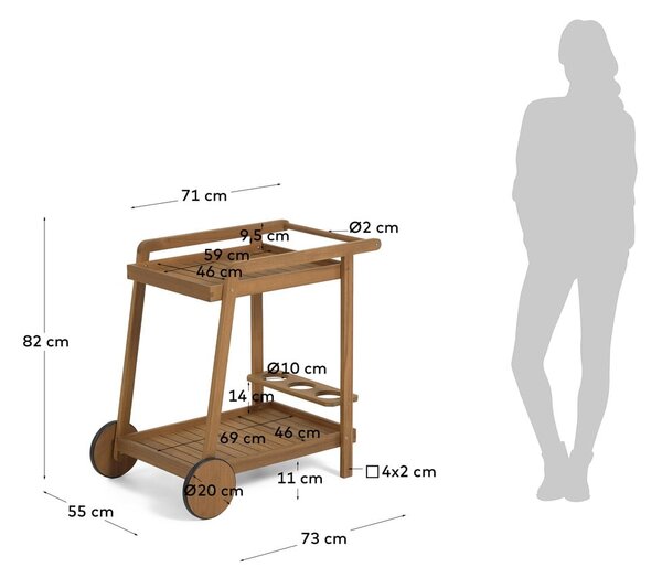 Kolica za posluživanje od masivnog bagrema 55x73 cm Felisa – Kave Home