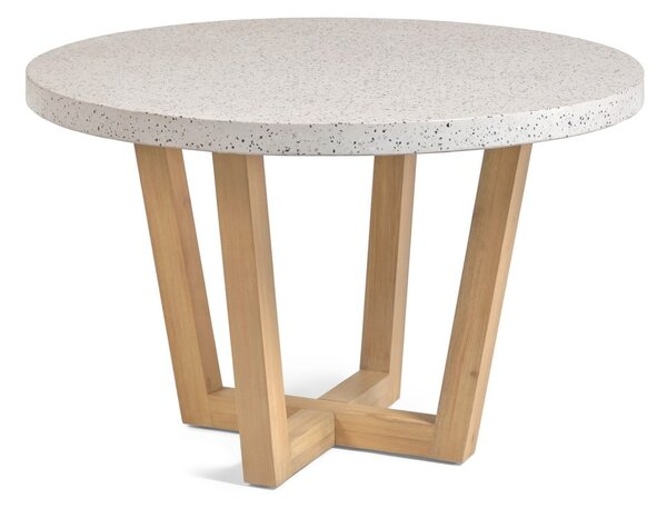 Bijeli vrtni stol s kamenom pločom Kave Home Shanelle, ø 120 cm