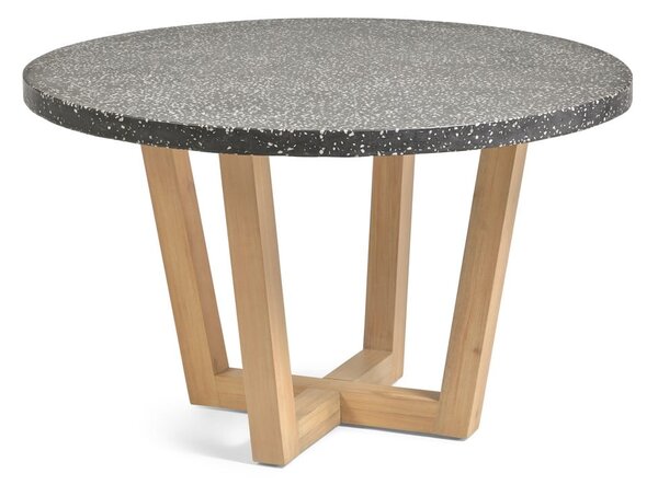 Black Friday - Tamnosivi vrtni stol s kamenom pločom Kave Home Shanelle, ø 120 cm