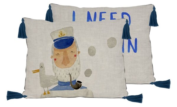 Bež jastuk od mješavine lana Little Nice Things Captain, 50 x 35 cm
