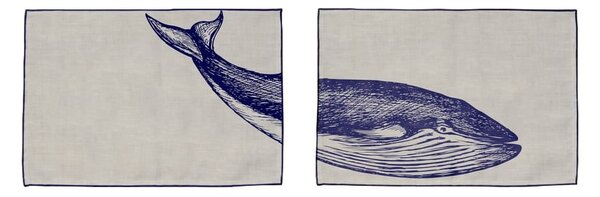 Set od 2 podmetača za stol Madre Selva Blue Whale, 45 x 30 cm