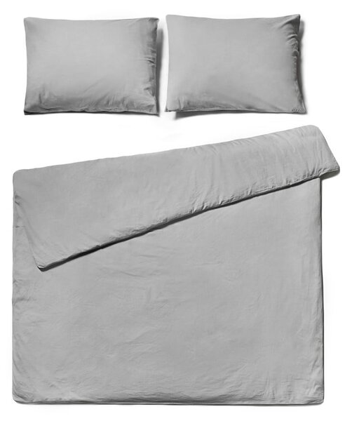 Svijetlo siva posteljina za bračni krevet od stonewashed pamuka Bonami Selection, 160 x 200 cm