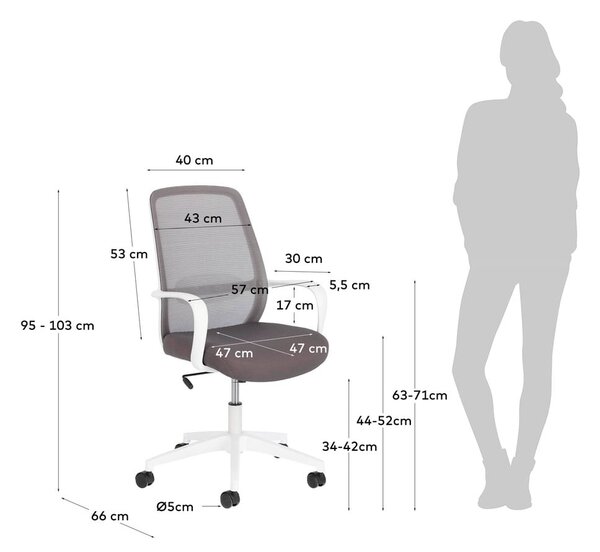 Siva uredska stolica Kave Home Melva