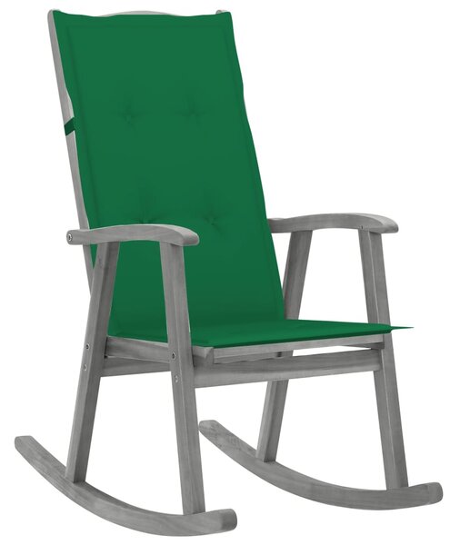 VidaXL Stolica za ljuljanje s jastucima siva masivno bagremovo drvo
