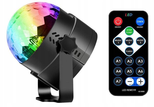 Disco led rgb projektor svjetlosni efekt + daljinski upravljač - 2611792