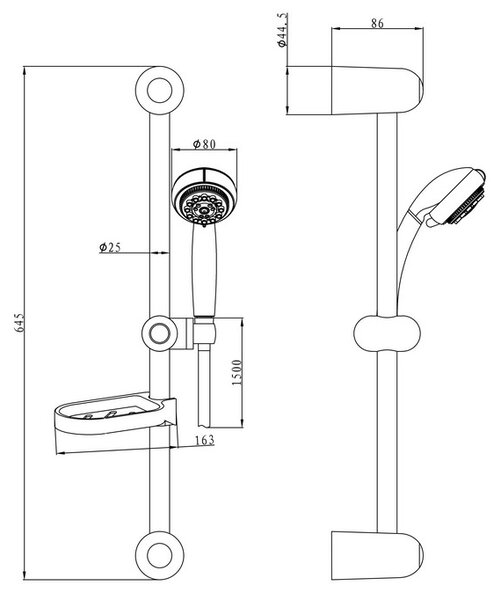 Set za tuš Stil klizni držač s tušem i crijevom 150 cm