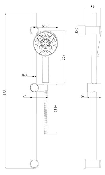 Set za tuš Stil ručica tuša s držačem za crijevo i tuš crijevom 150 cm, crni