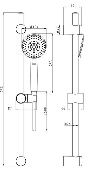 Set za tuš Stil ručica tuša s držačem za crijevo i tuš crijevom 150 cm