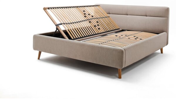 Bež tapecirani bračni krevet s prostorom za odlaganje s podnicom 180x200 cm Lotte – Meise Möbel
