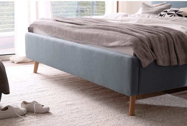 Prljavo plavi tapecirani bračni krevet s prostorom za odlaganje s podnicom 160x200 cm Mattis – Meise Möbel