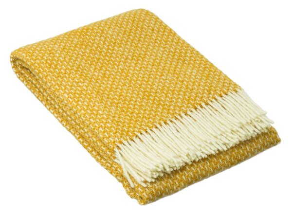 Senf žuti vuneni prekrivač LANZARETTI Prime, 140 x 200 cm