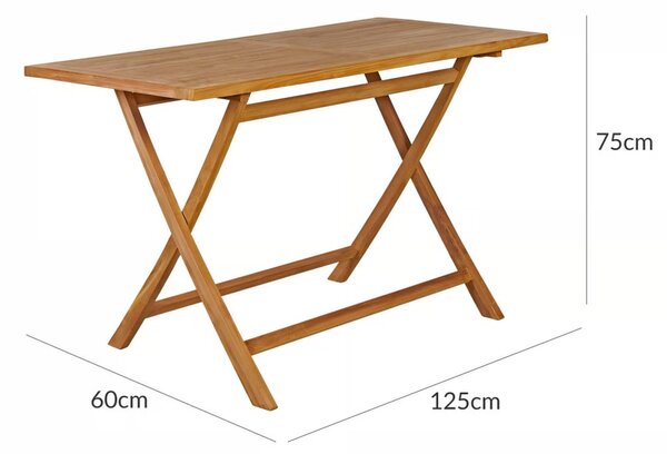 Sklopivi vrtni stol Bari od tikovine 125 x 60 x 75 cm